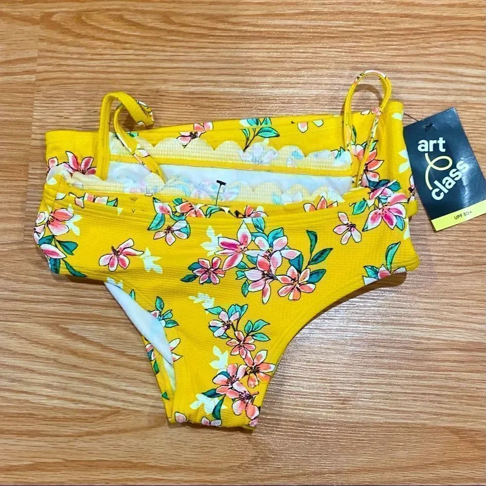 Girls Art Class Yellow Floral Bikini